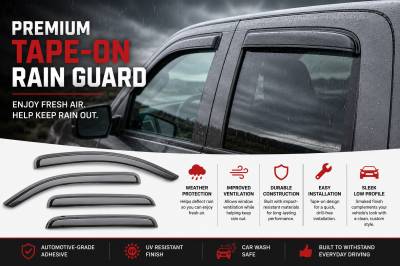 Black Horse Off Road - Black Horse Off Road [BHOR] |Tape On Rain Guard/Wind Deflectors|2014-2018 Silverado/Sierra 1500 Crew Cab/2015-2019 Chevrolet Silverado/Sierra 2500/3500 HD|3500 HD Crew Cab|Smoke,4Pcs|#14-CHSLCC-14 - Image 3