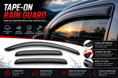 Black Horse Off Road - Black Horse Off Road [BHOR] |Tape On Rain Guard/Wind Deflectors|2014-2018 Silverado/Sierra 1500 Crew Cab/2015-2019 Chevrolet Silverado/Sierra 2500/3500 HD|3500 HD Crew Cab|Smoke,4Pcs|#14-CHSLCC-14 - Image 7