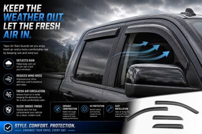 Black Horse Off Road - Black Horse Off Road [BHOR] |Tape On Rain Guard/Wind Deflectors|14-18 Silverado-Sierra 1500 Double Cab/15-19 Silverado-Sierra 2500/3500 HD Double Cab/19-22 Sierra 1500 Limited Double Cab|Smoke,4Pcs|#14-CHSLDC-14 - Image 3