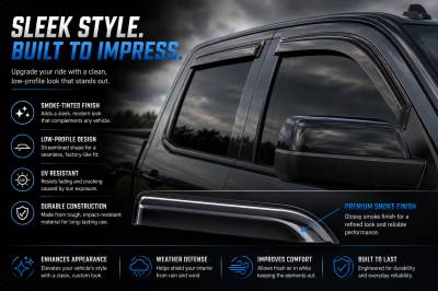 Black Horse Off Road - Black Horse Off Road [BHOR] |Tape On Rain Guard/Wind Deflectors|14-18 Silverado-Sierra 1500 Double Cab/15-19 Silverado-Sierra 2500/3500 HD Double Cab/19-22 Sierra 1500 Limited Double Cab|Smoke,4Pcs|#14-CHSLDC-14 - Image 6
