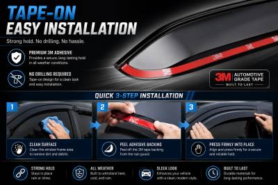 Black Horse Off Road - Black Horse Off Road [BHOR] |Tape On Rain Guard/Wind Deflectors|14-18 Silverado-Sierra 1500 Double Cab/15-19 Silverado-Sierra 2500/3500 HD Double Cab/19-22 Sierra 1500 Limited Double Cab|Smoke,4Pcs|#14-CHSLDC-14 - Image 7