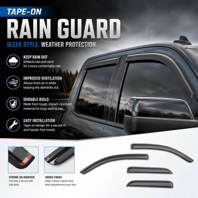 Black Horse Off Road - Black Horse Off Road [BHOR] |Tape On Rain Guard/Wind Deflectors|14-18 Silverado-Sierra 1500 Double Cab/15-19 Silverado-Sierra 2500/3500 HD Double Cab/19-22 Sierra 1500 Limited Double Cab|Smoke,4Pcs|#14-CHSLDC-14 - Image 8