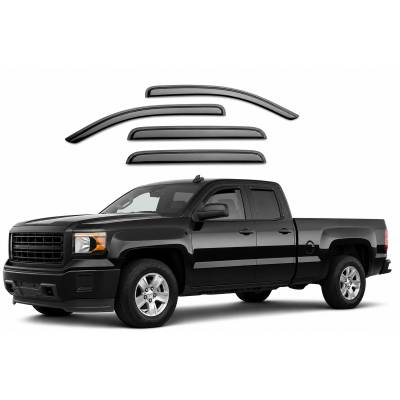 Black Horse Off Road [BHOR] |Tape On Rain Guard/Wind Deflectors|2007-2013 Chevrolet Silverado/GMC Sierra 1500 Extended Cab/2007-2014 Chevrolet Silverado/GMC Sierra 2500/3500 HD Extended Cab|Smoke,4Pcs|#14-CHSLEC