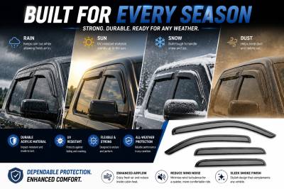 Black Horse Off Road - Black Horse Off Road [BHOR] |Tape On Rain Guard/Wind Deflectors|2007-2013 Chevrolet Silverado/GMC Sierra 1500 Extended Cab/2007-2014 Chevrolet Silverado/GMC Sierra 2500/3500 HD Extended Cab|Smoke,4Pcs|#14-CHSLEC - Image 4