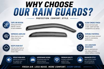 Black Horse Off Road - Black Horse Off Road [BHOR] |Tape On Rain Guard/Wind Deflectors|2007-2013 Chevrolet Silverado/GMC Sierra 1500 Extended Cab/2007-2014 Chevrolet Silverado/GMC Sierra 2500/3500 HD Extended Cab|Smoke,4Pcs|#14-CHSLEC - Image 5