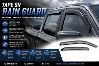 Black Horse Off Road - Black Horse Off Road [BHOR] |Tape On Rain Guard/Wind Deflectors|2007-2013 Chevrolet Silverado/GMC Sierra 1500 Extended Cab/2007-2014 Chevrolet Silverado/GMC Sierra 2500/3500 HD Extended Cab|Smoke,4Pcs|#14-CHSLEC - Image 8