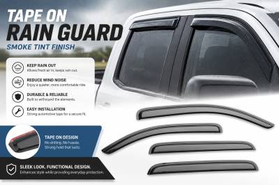 Black Horse Off Road - Black Horse Off Road [BHOR] |Tape On Rain Guard/Wind Deflectors|2007-2013 Chevrolet Silverado/GMC Sierra 1500 Extended Cab/2007-2014 Chevrolet Silverado/GMC Sierra 2500/3500 HD Extended Cab|Smoke,4Pcs|#14-CHSLEC - Image 9
