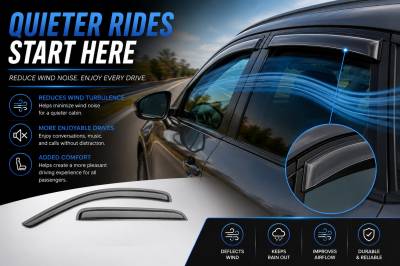 Black Horse Off Road - Black Horse Off Road [BHOR] |Tape On Rain Guard/Wind Deflectors|2013-2019 Ford Escape |Smoke,4Pcs|#14-FRES - Image 7