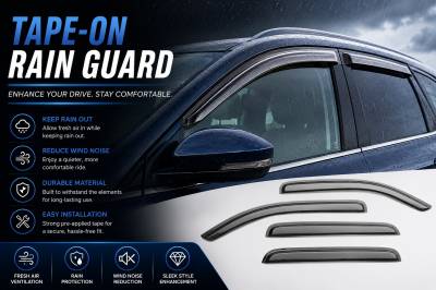 Black Horse Off Road - Black Horse Off Road [BHOR] |Tape On Rain Guard/Wind Deflectors|2013-2019 Ford Escape |Smoke,4Pcs|#14-FRES - Image 8