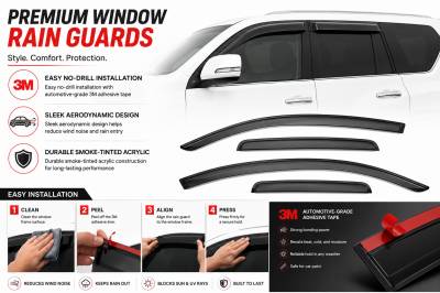 Black Horse Off Road - Black Horse Off Road [BHOR] | 3M tape-on Rain Guards / Wind Deflectors | Fits 2010-2014 Lexus GX460 |Smoke,4 pcs | #14-GX460 - Image 5