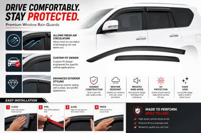Black Horse Off Road - Black Horse Off Road [BHOR] | 3M tape-on Rain Guards / Wind Deflectors | Fits 2010-2014 Lexus GX460 |Smoke,4 pcs | #14-GX460 - Image 6
