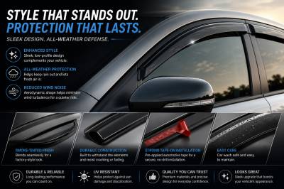 Black Horse Off Road - Black Horse Off Road [BHOR] |Tape On Rain Guard/Wind Deflectors|2016-2022 Honda HR-V |Smoke,4Pcs|#14-HOHR - Image 3