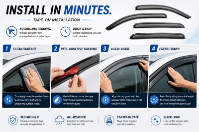 Black Horse Off Road - Black Horse Off Road [BHOR] |Tape On Rain Guard/Wind Deflectors|2016-2022 Honda HR-V |Smoke,4Pcs|#14-HOHR - Image 5