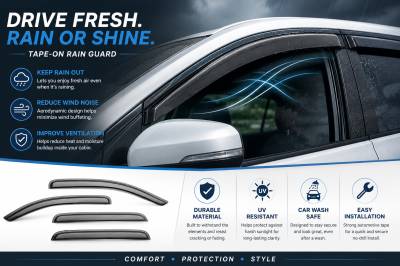 Black Horse Off Road - Black Horse Off Road [BHOR] |Tape On Rain Guard/Wind Deflectors|2016-2022 Honda HR-V |Smoke,4Pcs|#14-HOHR - Image 8