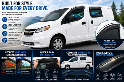 Black Horse Off Road - Black Horse Off Road [BHOR] |Tape On Rain Guard/Wind Deflectors|2014-2019 Nissan NV200 /2015-2018 Chevrolet City Express |Smoke,4Pcs|#14-NINV200 - Image 3