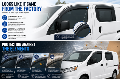 Black Horse Off Road - Black Horse Off Road [BHOR] |Tape On Rain Guard/Wind Deflectors|2014-2019 Nissan NV200 /2015-2018 Chevrolet City Express |Smoke,4Pcs|#14-NINV200 - Image 12