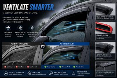 Black Horse Off Road - Black Horse Off Road [BHOR] |Tape On Rain Guard/Wind Deflectors|2004-2015 Nissan Titan Crew Cab|Smoke,4Pcs|#14-NSTICC - Image 3