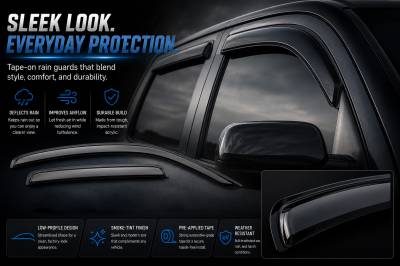 Black Horse Off Road - Black Horse Off Road [BHOR] |Tape On Rain Guard/Wind Deflectors|2004-2015 Nissan Titan Crew Cab|Smoke,4Pcs|#14-NSTICC - Image 4