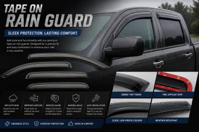 Black Horse Off Road - Black Horse Off Road [BHOR] |Tape On Rain Guard/Wind Deflectors|2004-2015 Nissan Titan Crew Cab|Smoke,4Pcs|#14-NSTICC - Image 5