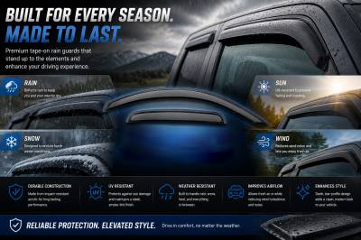 Black Horse Off Road - Black Horse Off Road [BHOR] |Tape On Rain Guard/Wind Deflectors|2004-2015 Nissan Titan Crew Cab|Smoke,4Pcs|#14-NSTICC - Image 6