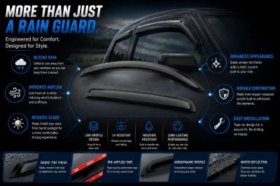 Black Horse Off Road - Black Horse Off Road [BHOR] |Tape On Rain Guard/Wind Deflectors|2004-2015 Nissan Titan Crew Cab|Smoke,4Pcs|#14-NSTICC - Image 7