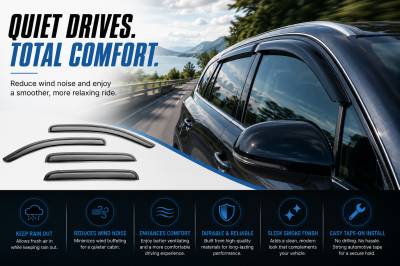 Black Horse Off Road - Black Horse Off Road [BHOR] |Tape On Rain Guard/Wind Deflectors|2021-2024 Toyota Sienna |Smoke,4Pcs|#14T187 - Image 3