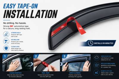 Black Horse Off Road - Black Horse Off Road [BHOR] |Tape On Rain Guard/Wind Deflectors|2021-2024 Toyota Sienna |Smoke,4Pcs|#14T187 - Image 6