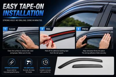 Black Horse Off Road - Black Horse Off Road [BHOR] |Tape On Rain Guard/Wind Deflectors|2009-2016 Toyota Venza |Smoke,4Pcs|#14-TYVE - Image 3