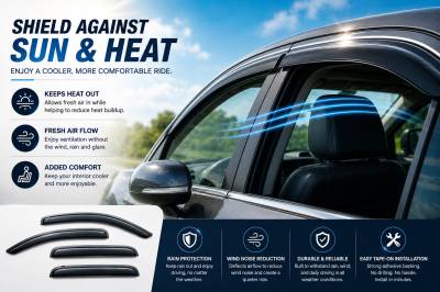 Black Horse Off Road - Black Horse Off Road [BHOR] |Tape On Rain Guard/Wind Deflectors|2009-2016 Toyota Venza |Smoke,4Pcs|#14-TYVE - Image 5