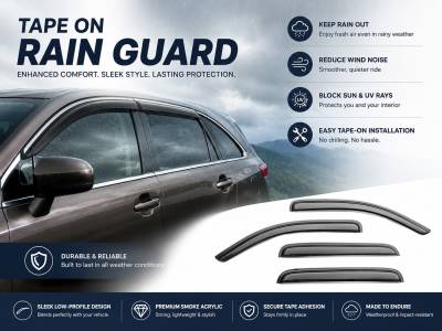 Black Horse Off Road - Black Horse Off Road [BHOR] |Tape On Rain Guard/Wind Deflectors|2009-2016 Toyota Venza |Smoke,4Pcs|#14-TYVE - Image 6