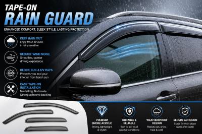 Black Horse Off Road - Black Horse Off Road [BHOR] |Tape On Rain Guard/Wind Deflectors|2009-2016 Toyota Venza |Smoke,4Pcs|#14-TYVE - Image 7