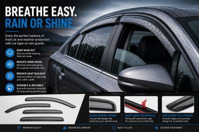 Black Horse Off Road - Black Horse Off Road [BHOR] |Tape On Rain Guard/Wind Deflectors|2019-2024 Volkswagen Jetta |Smoke,4Pcs|#14VWJE23 - Image 4