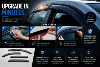 Black Horse Off Road - Black Horse Off Road [BHOR] |Tape On Rain Guard/Wind Deflectors|2019-2024 Volkswagen Jetta |Smoke,4Pcs|#14VWJE23 - Image 6