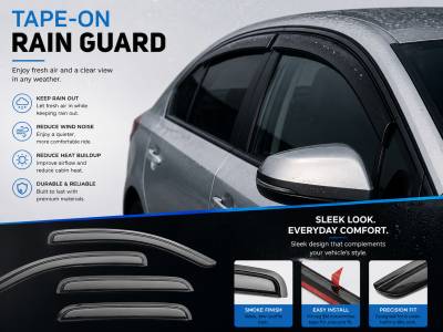 Black Horse Off Road - Black Horse Off Road [BHOR] |Tape On Rain Guard/Wind Deflectors|2019-2024 Volkswagen Jetta |Smoke,4Pcs|#14VWJE23 - Image 7