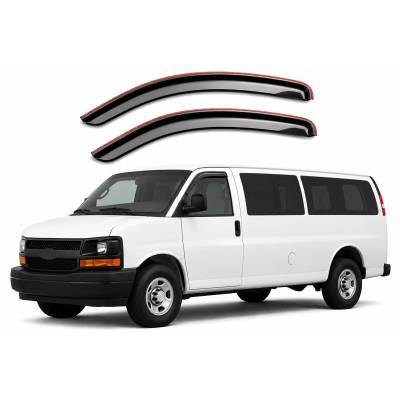 Black Horse Off Road [BHOR] |Tape On Rain Guard/Wind Deflectors|1996-2026 Chevrolet Express 1500,2500,3500,Chevrolet Express Cargo,Chevrolet Express 4500,Chevrolet Express Pasajeros |Smoke,2Pcs|#122455
