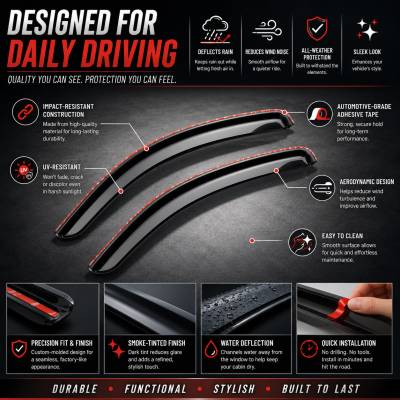 Black Horse Off Road - Black Horse Off Road [BHOR] |Tape On Rain Guard/Wind Deflectors|1996-2026 Chevrolet Express 1500,2500,3500,Chevrolet Express Cargo,Chevrolet Express 4500,Chevrolet Express Pasajeros |Smoke,2Pcs|#122455 - Image 3