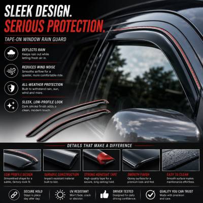 Black Horse Off Road - Black Horse Off Road [BHOR] |Tape On Rain Guard/Wind Deflectors|1996-2026 Chevrolet Express 1500,2500,3500,Chevrolet Express Cargo,Chevrolet Express 4500,Chevrolet Express Pasajeros |Smoke,2Pcs|#122455 - Image 4
