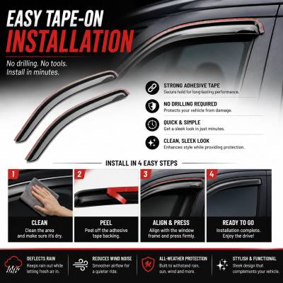 Black Horse Off Road - Black Horse Off Road [BHOR] |Tape On Rain Guard/Wind Deflectors|1996-2026 Chevrolet Express 1500,2500,3500,Chevrolet Express Cargo,Chevrolet Express 4500,Chevrolet Express Pasajeros |Smoke,2Pcs|#122455 - Image 7