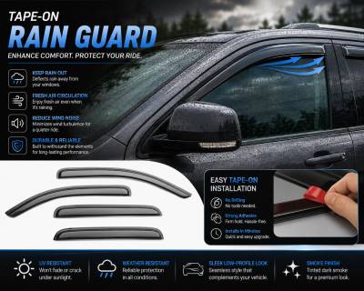 Black Horse Off Road - Black Horse Off Road [BHOR] |Tape On Rain Guard/Wind Deflectors|2011-2021 Jeep Grand Cherokee |Smoke,4Pcs|#140303 - Image 5