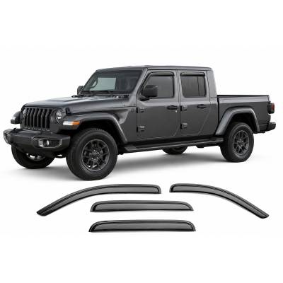 Black Horse Off Road - Black Horse Off Road [BHOR] |Tape On Rain Guard/Wind Deflectors|2020-2024 Jeep Gladiator /2018-2024 Jeep Wrangler |Smoke,4Pcs|#140340 - Image 2