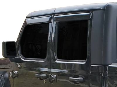 Black Horse Off Road - Black Horse Off Road [BHOR] |Tape On Rain Guard/Wind Deflectors|2020-2024 Jeep Gladiator /2018-2024 Jeep Wrangler |Smoke,4Pcs|#140340 - Image 3