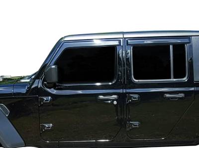 Black Horse Off Road - Black Horse Off Road [BHOR] |Tape On Rain Guard/Wind Deflectors|2020-2024 Jeep Gladiator /2018-2024 Jeep Wrangler |Smoke,4Pcs|#140340 - Image 4