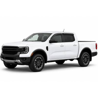 Black Horse Off Road [BHOR] |Tape On Rain Guard/Wind Deflectors|2019-2024 Ford Ranger Crew Cab|Smoke,4Pcs|#140387