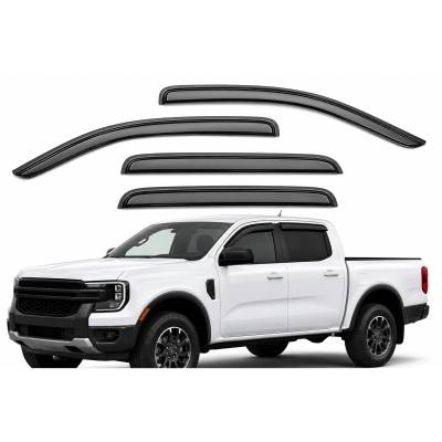 Black Horse Off Road - Black Horse Off Road [BHOR] |Tape On Rain Guard/Wind Deflectors|2019-2024 Ford Ranger Crew Cab|Smoke,4Pcs|#140387 - Image 2