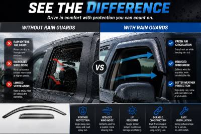 Black Horse Off Road - Black Horse Off Road [BHOR] |Tape On Rain Guard/Wind Deflectors|04-06 Escalade ESV/EXT|99-07 Silverado/Sierra 1500|99-06 Silverado 2500/3500|99-06 Sierra 2500/3500|00-06 Yukon XL 1500 |Smoke,4Pcs|#140400 - Image 3