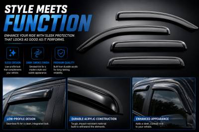 Black Horse Off Road - Black Horse Off Road [BHOR] |Tape On Rain Guard/Wind Deflectors|04-06 Escalade ESV/EXT|99-07 Silverado/Sierra 1500|99-06 Silverado 2500/3500|99-06 Sierra 2500/3500|00-06 Yukon XL 1500 |Smoke,4Pcs|#140400 - Image 4