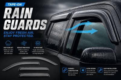 Black Horse Off Road - Black Horse Off Road [BHOR] |Tape On Rain Guard/Wind Deflectors|04-06 Escalade ESV/EXT|99-07 Silverado/Sierra 1500|99-06 Silverado 2500/3500|99-06 Sierra 2500/3500|00-06 Yukon XL 1500 |Smoke,4Pcs|#140400 - Image 7