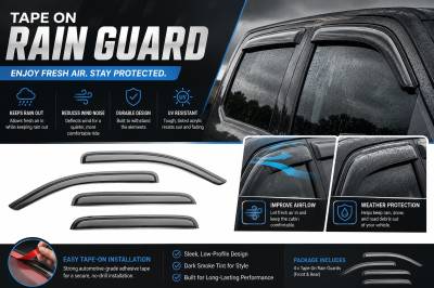 Black Horse Off Road - Black Horse Off Road [BHOR] |Tape On Rain Guard/Wind Deflectors|04-06 Escalade ESV/EXT|99-07 Silverado/Sierra 1500|99-06 Silverado 2500/3500|99-06 Sierra 2500/3500|00-06 Yukon XL 1500 |Smoke,4Pcs|#140400 - Image 8