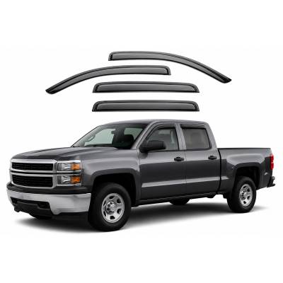 Black Horse Off Road [BHOR] |Tape On Rain Guard/Wind Deflectors|Chevrolet/GMC C1500/C2500/C3500/K1500/K2500/K3500, Chevrolet Tahoe, GMC Yukon, Cadillac Escalade, Chevrolet Suburban 1500 |Smoke,4Pcs|#140405