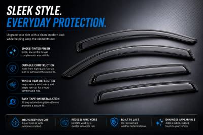 Black Horse Off Road - Black Horse Off Road [BHOR] |Tape On Rain Guard/Wind Deflectors|Chevrolet/GMC C1500/C2500/C3500/K1500/K2500/K3500, Chevrolet Tahoe, GMC Yukon, Cadillac Escalade, Chevrolet Suburban 1500 |Smoke,4Pcs|#140405 - Image 4